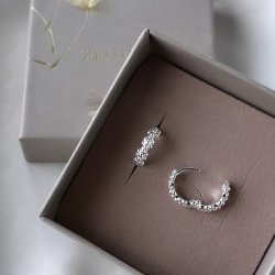 Hoops LOTS OF FLOWERS 13 mm Sterling Slv