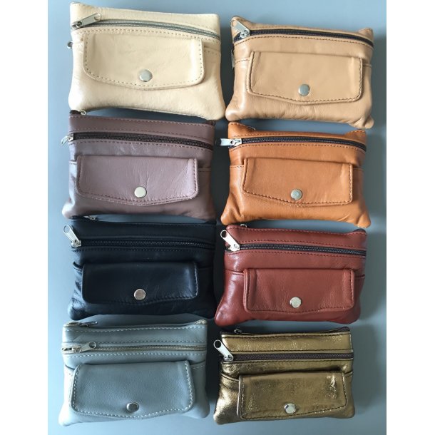 Pung med knap lomme skind