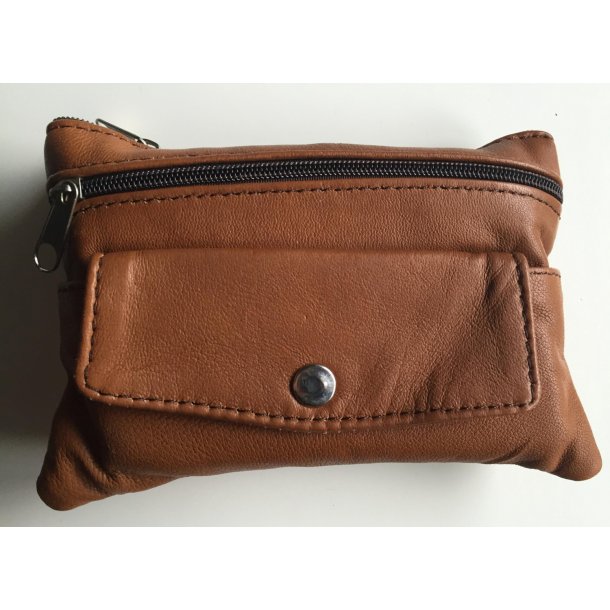 Pung med knap lomme skind