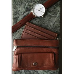 Pung med knap lomme skind