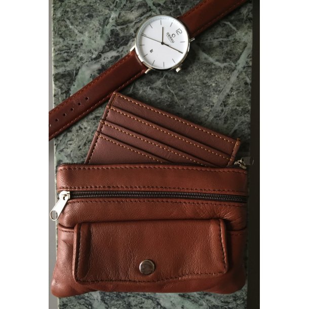 Pung med knap lomme skind