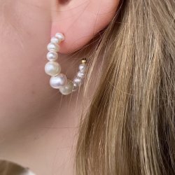 Creoler PRETTY PEARL 25 mm forgyldt slv