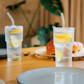 Glaskop med l�g og suger�r 550 ml - 4 pak