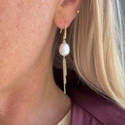 rering LUNELLA BIG PEARL forgyldt slv