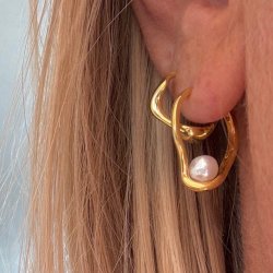 HOOP PEARL CLICK forgyldt slv