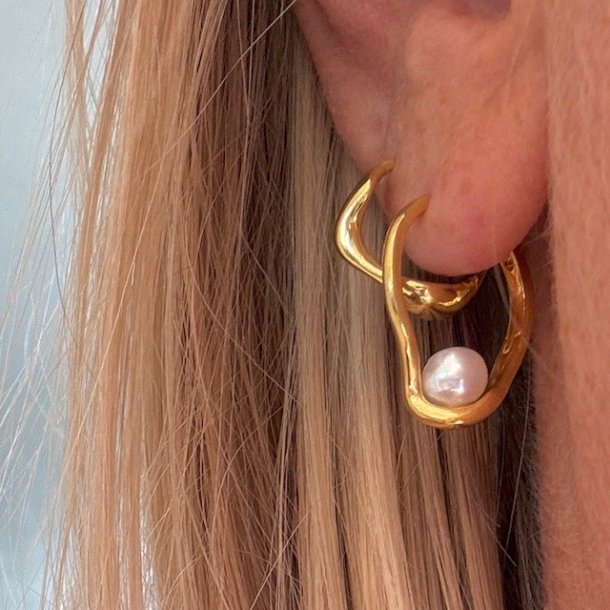 HOOP PEARL CLICK forgyldt slv