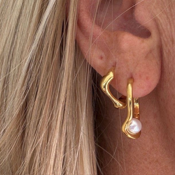 HOOP PEARL CLICK forgyldt slv