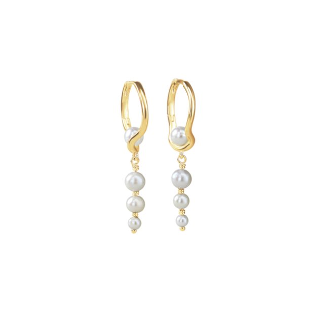 HOOP PEARL CLICK LONG forgyldt slv