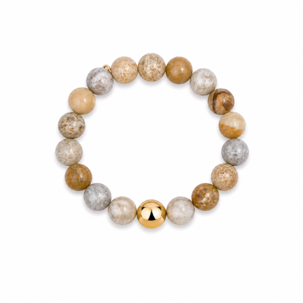Perle armb�nd BROWN - Guldbelagt vandfast