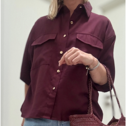 Skjortebluse loosefit bordeaux Str. S-L