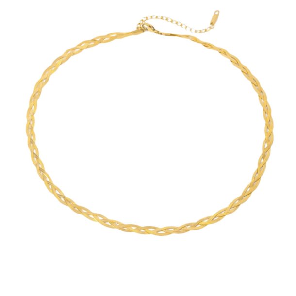 Halsk�de Braided - Forgyldt vandfast 