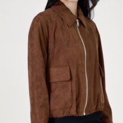 Jakke kort suede brun str. S-L