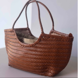 Shopper / skuldertaske stor flettet Skind 