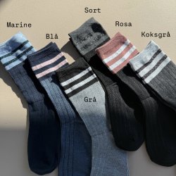 Strmper rib med glimmer strib bomuld str 35-40