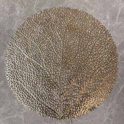 Rund d�kkeserviet D 38 cm - Guld blad