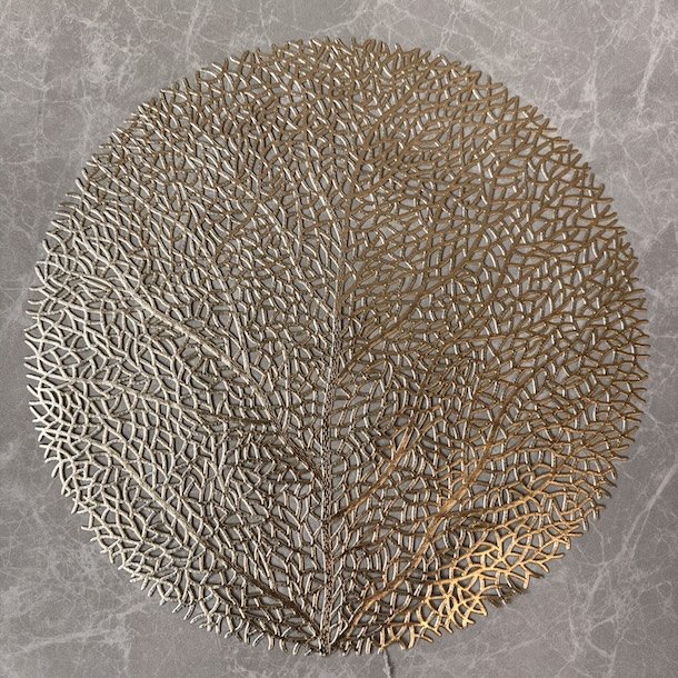 Rund d�kkeserviet D 38 cm - Guld blad