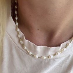 Halskde COAST OLIVE forgyldt slv