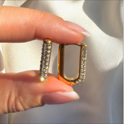 Firkantet hoops vandfast 18kt. forgyldt