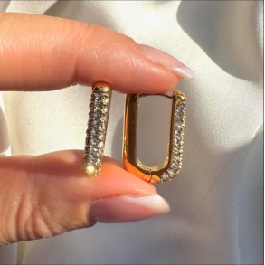 Firkantet hoops vandfast 18kt. forgyldt