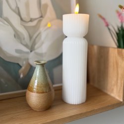 Bloklys LED rillet hvid 22 x 6,5 cm