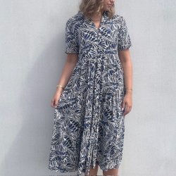 Skjortekjole Emma leaf viskose str. M-4XL