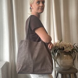 Shopper vendbar - 2 i 1 brun/leo