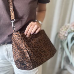 Shopper vendbar - 2 i 1 brun/leo