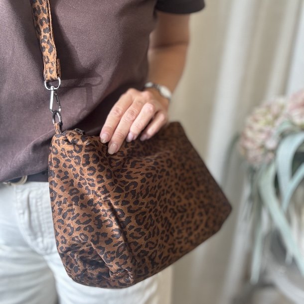 Shopper vendbar - 2 i 1 brun/leo