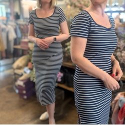 Basic kjole strib xs-m