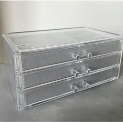 Akryl smykkeskrin 3 skuffer