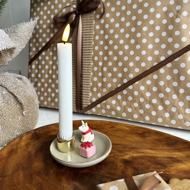 Hvide kronelys LED 2 stk.  2,2 x 15 cm 