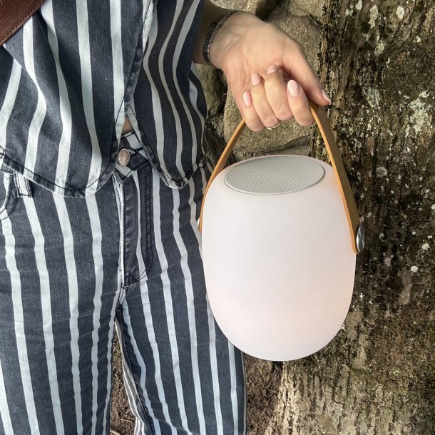 LED Lampe med h�jtaler og l�der strop