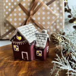 Hus til fyrfadslys H 8,4 cm Keramik