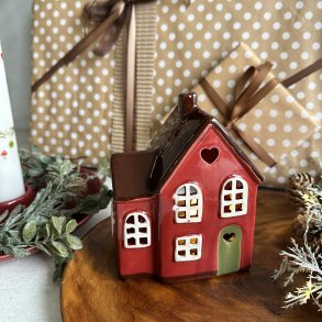 Hus til fyrfadslys H 15 cm Keramik