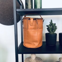 Saturn XL strikketaske deluxe skind - cognac - brun