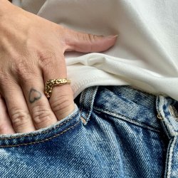 Ring Hammered Wave Forgyldt Vandfast 