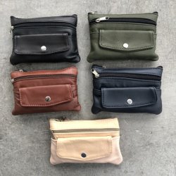 Pung med knap lomme skind