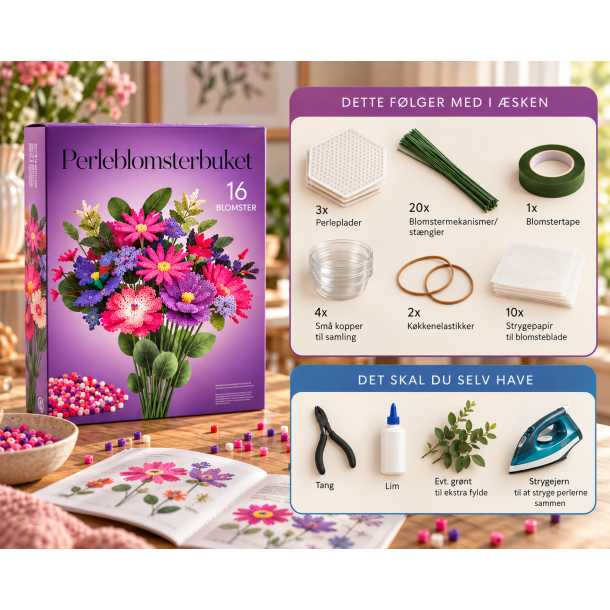 Lav selv blomsterbuket af perler � DIY perleblomster 3 varianter
