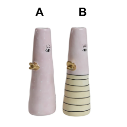 Vase ansigt med n�b keramik gul