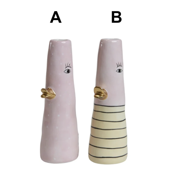 Vase ansigt med n�b keramik gul