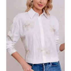 Skjorte Naja Lys Broderi - S-XL