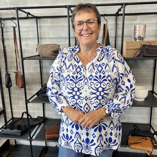 Bluse Marie med print v-neck Lyocell Str. L-XXXXL