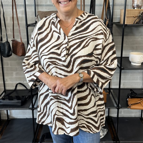 Bluse oversize med stribet mnster str. 54/56-58-60