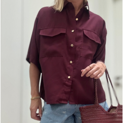 Skjortebluse loosefit bordeaux Str. S-L