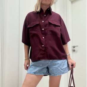 Skjortebluse loosefit bordeaux Str. S-L
