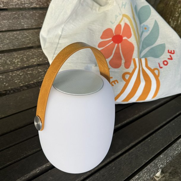 LED Lampe med h�jtaler og l�der strop