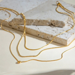 Halsk�de STONE 3 IN 1 - Guldbelagt vandfast