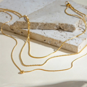 Halsk�de STONE 3 IN 1 - Guldbelagt vandfast