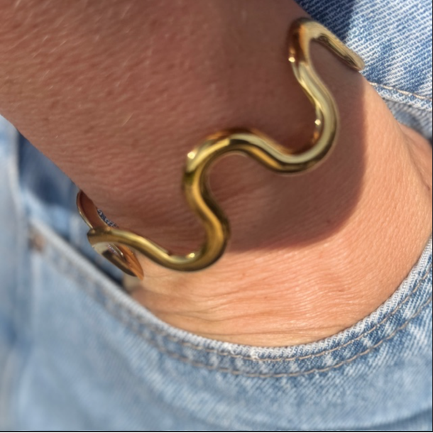 Armring wave vandfast 18kt. forgyldt