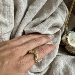 Ring Hammered Wave Forgyldt Vandfast 